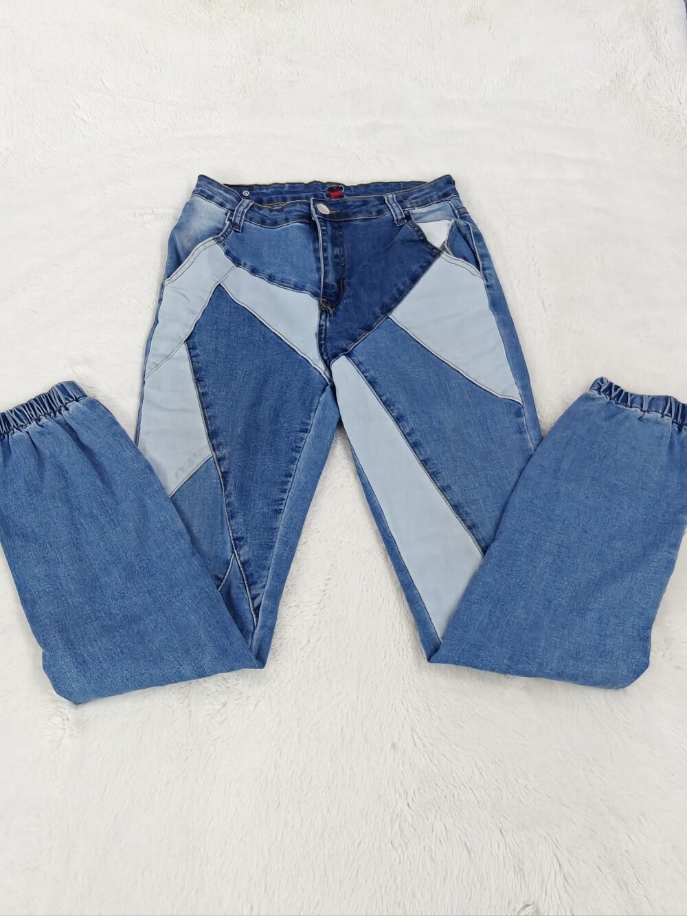 Y2K Two-Tone Patchwork Denim Joggers Pant S(4-6)